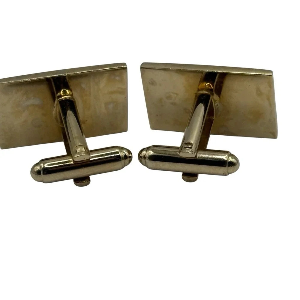 July‎ Cufflinks Calendar Red Rhinestone Patriotic Fourth Of July VTG Gold Tone